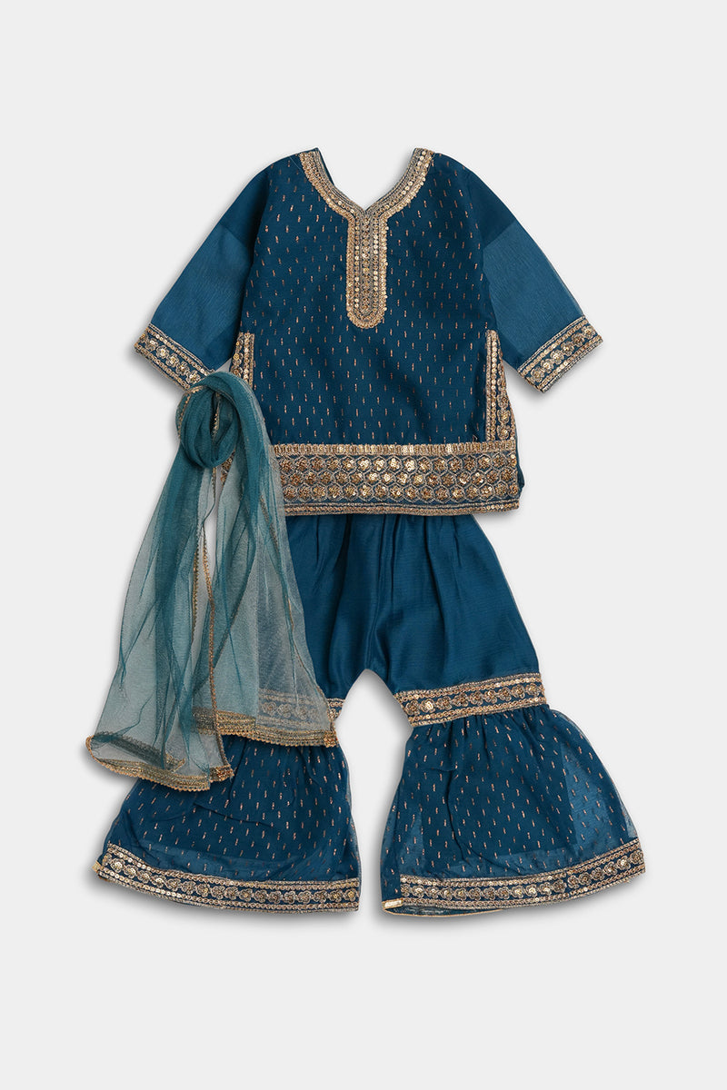 Embroidered Gharara Chiffon 3 Piece - Zinc – Keewee Clothing